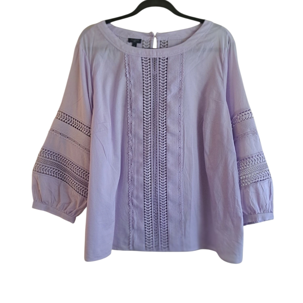 Talbots Purple Blouse with 3/4 Sleeves and Embellished Details